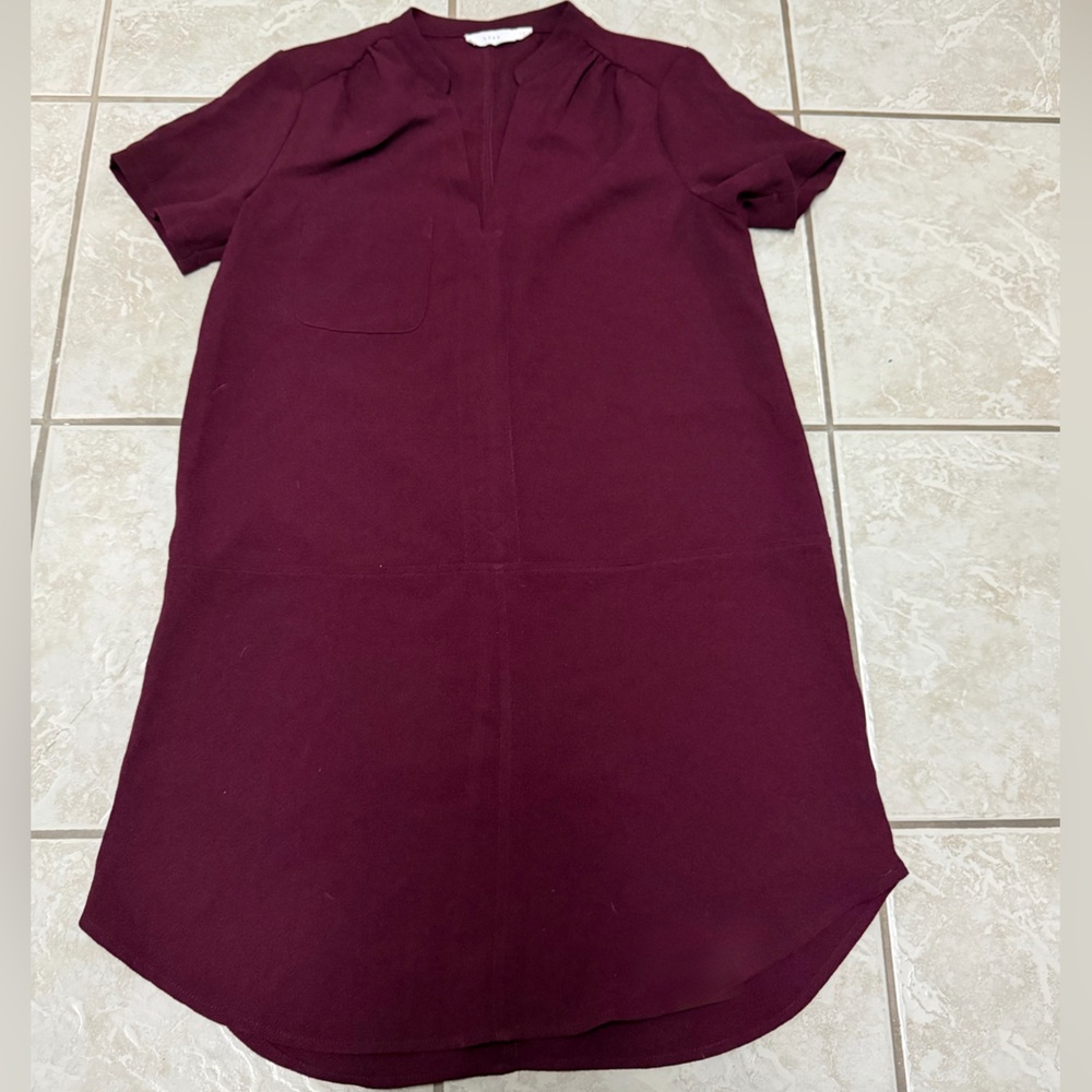 Lush Burgundy Mini Dress with Short Sleeves